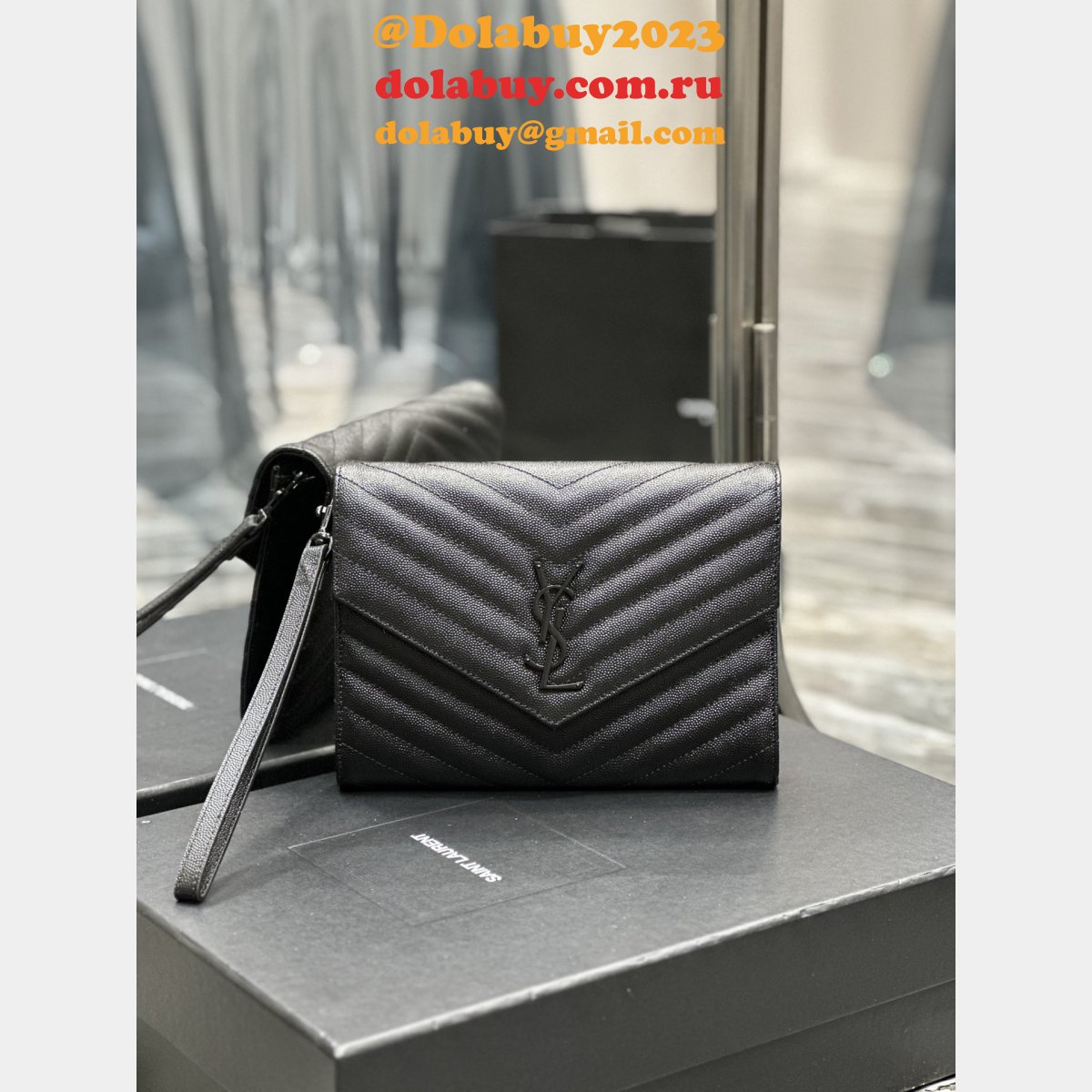 Monogram YSL 617662 Cassander Matelasse Flap Pouch Replica Bag