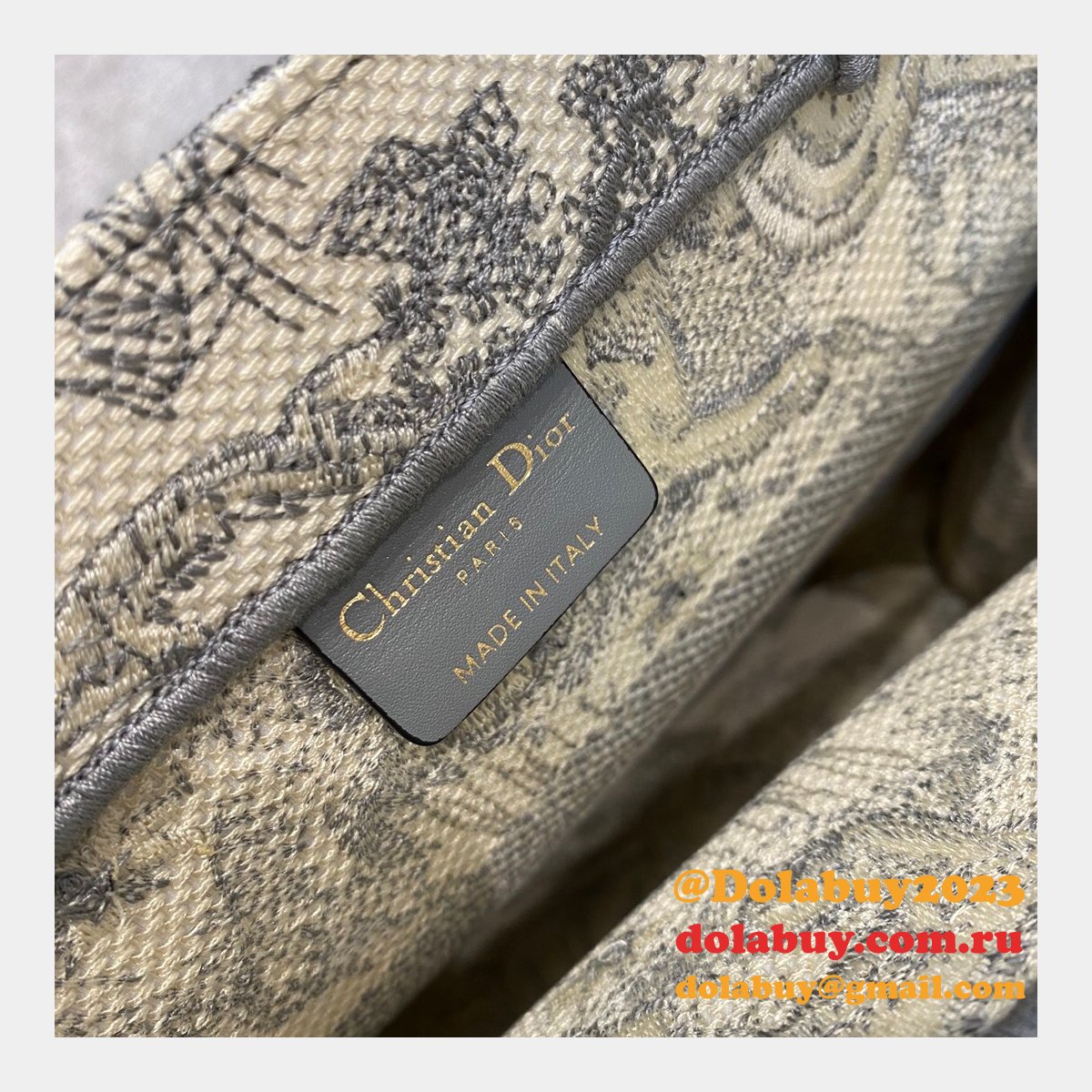 Best Christian Dior CD Book Tote Grey Tiger High Quality Bags