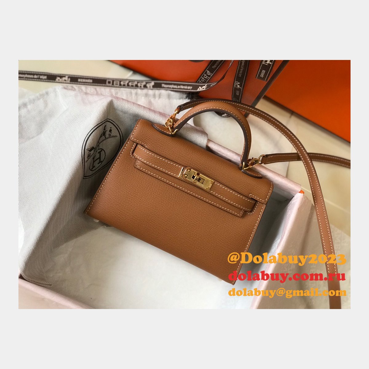 Camel Mini Kelly Replica Hermes Handbags