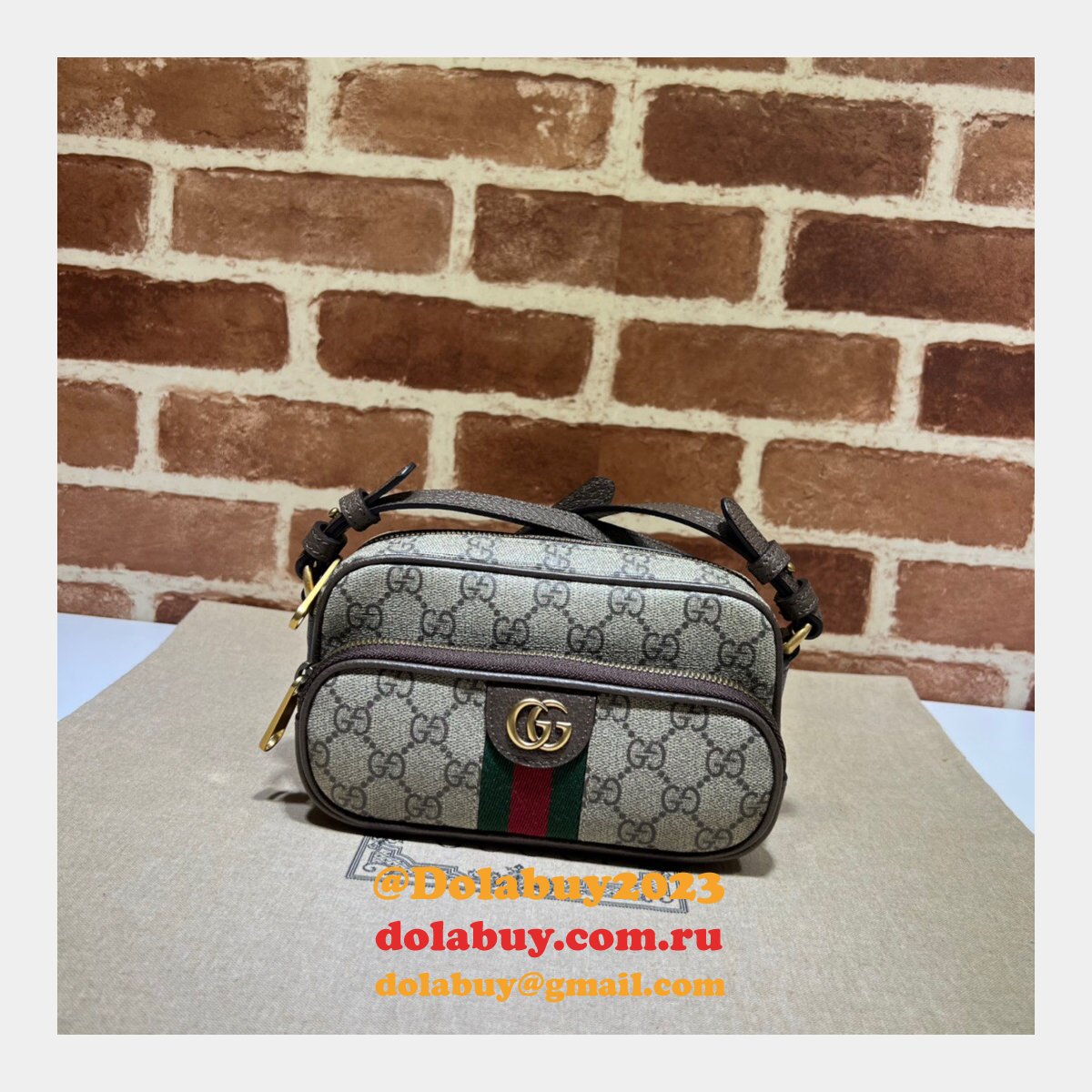 brown/blue G*u*i replica ophidia gg 722557 bag