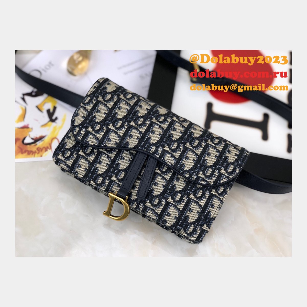 Best Dior Oblique Saddle Belt Replicas Bag Blue