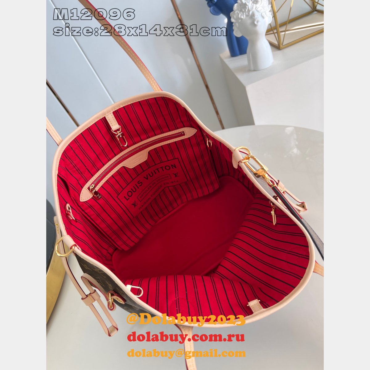 Louis Vuitton Inspired M12096 Neverfull Bandoulière Inside Out Bag