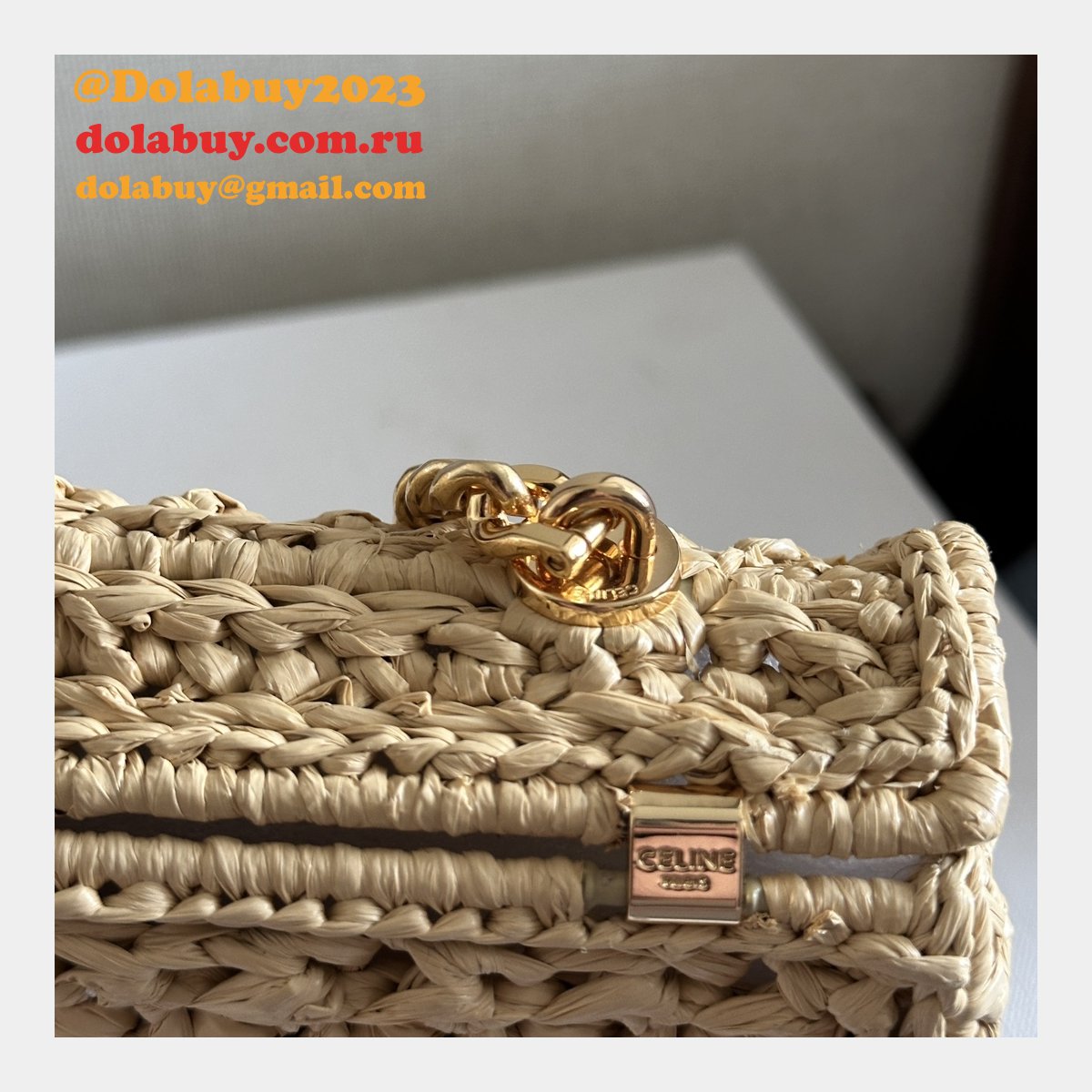 Celine Plein Soleil IN RAFFIA EFFECT TEXTILE SHOULDER BAG