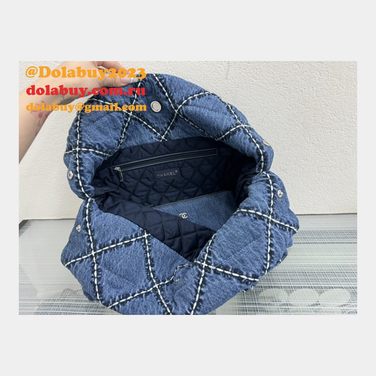 Top Quality CHANEL 22 denim bag AS3260