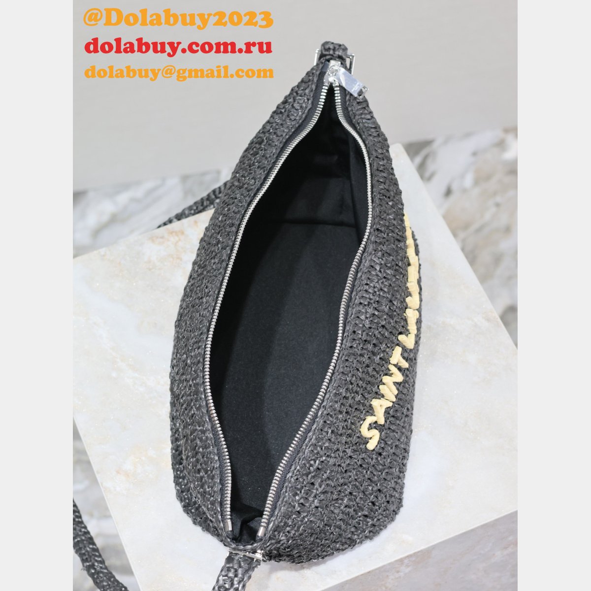 Top Quality SAINT LAURENT Raffia woven Crossbody bag 667490