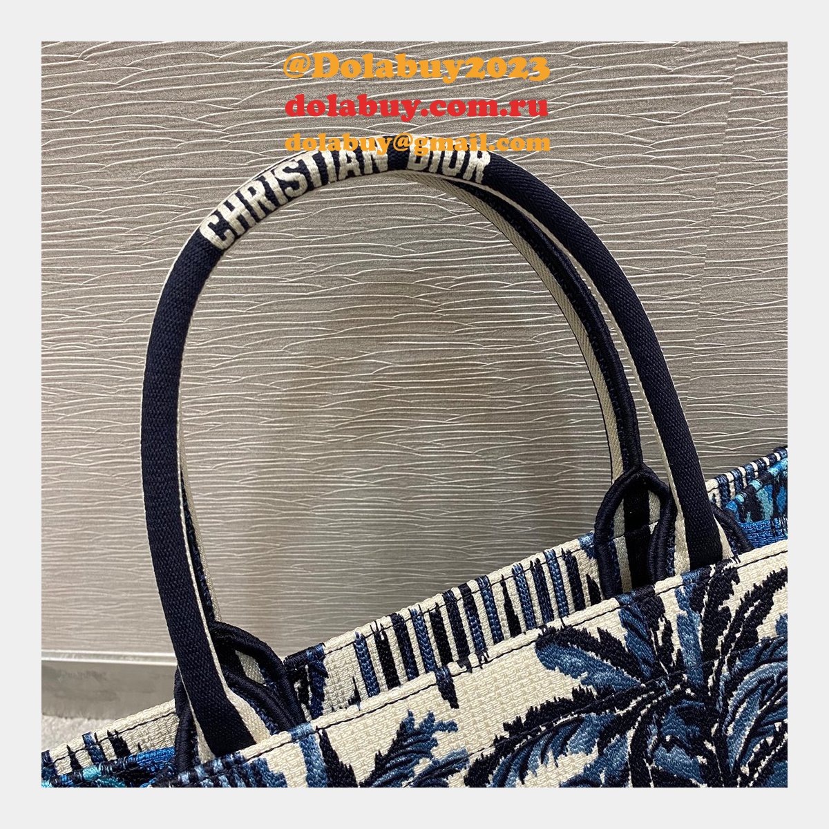 Christian Dior 7 Star Book Tote Oblique Termurah Replica Blue Bag