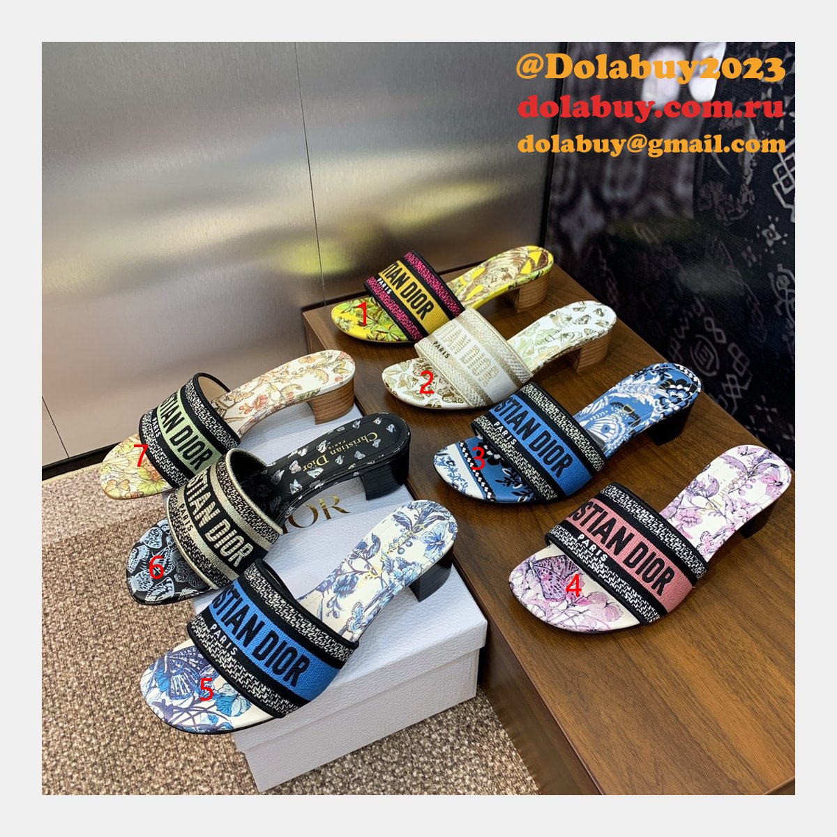 High Quality Dior Dway Heeled Slides Replica Shoes
