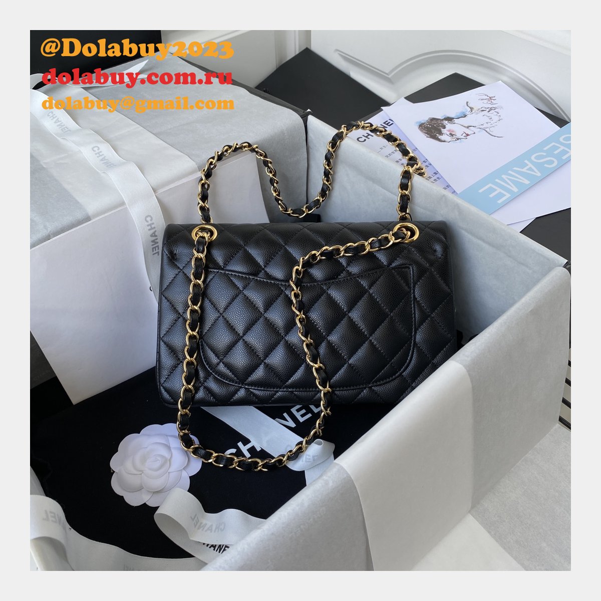 7 Star CC Small Flap Caviar Leather CF 23cm Bag