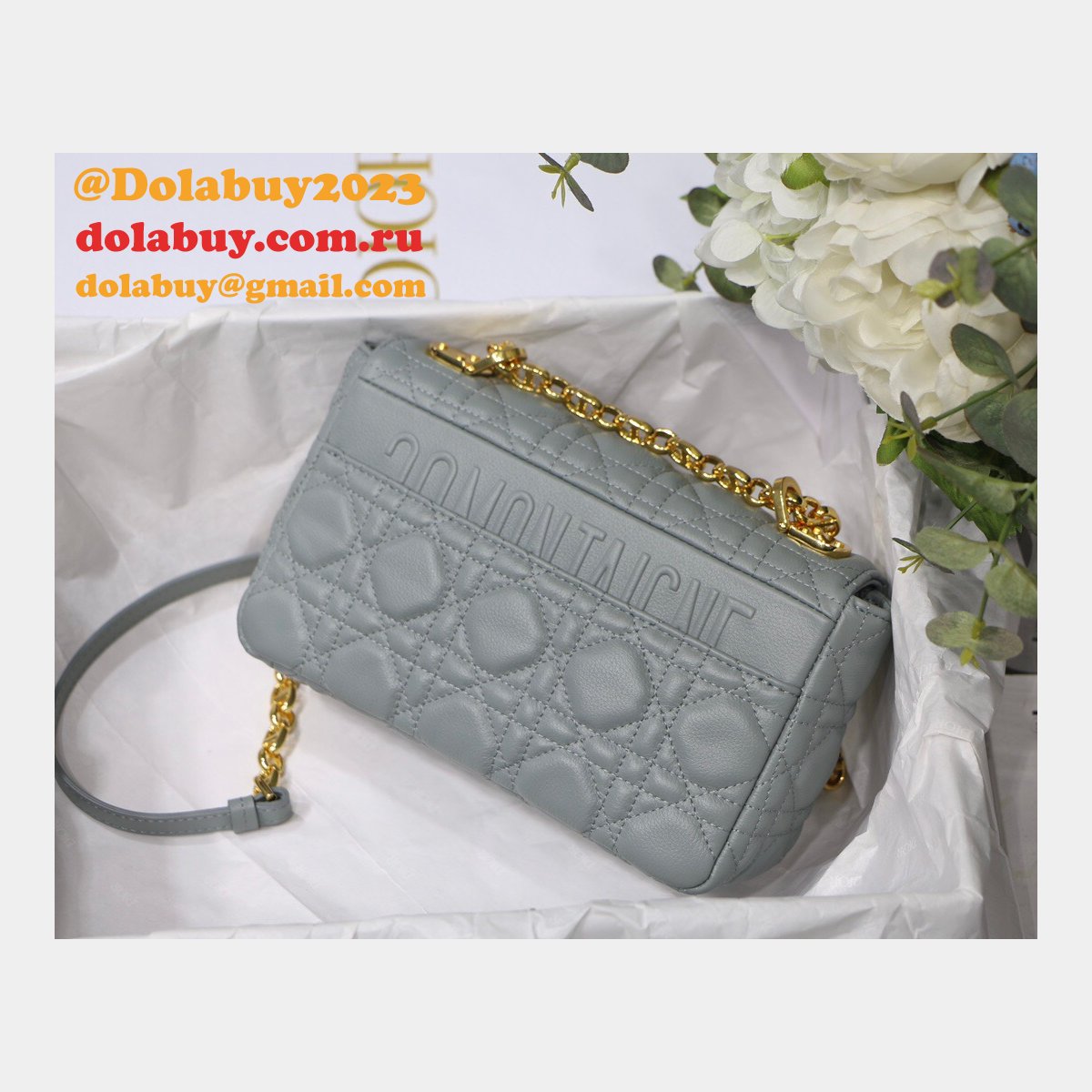 Cheap Dior Caro Bag Black Soft Cannage Calfskin Gray