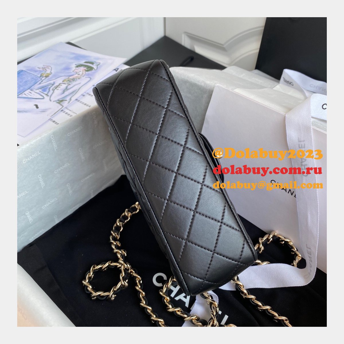 CC Replica Lambskin & Gold-Tone Metal AS2326 20cm Flap Bag