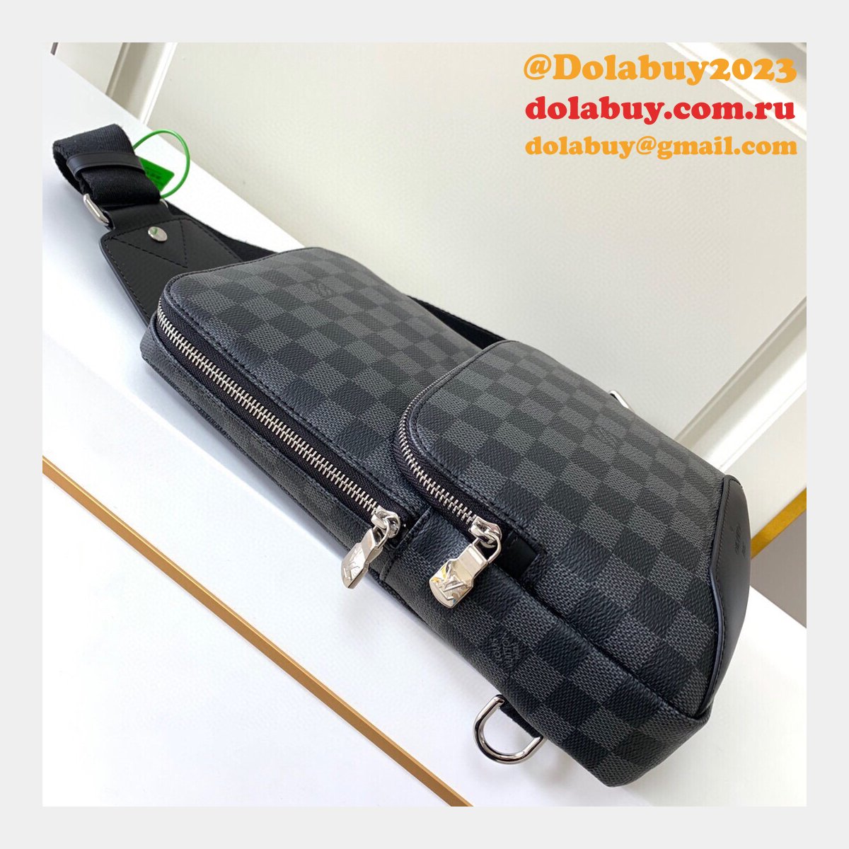 Louis Vuitton Replicas Avenue Sling Bag Damier Graphite Canvas N41719 Grey