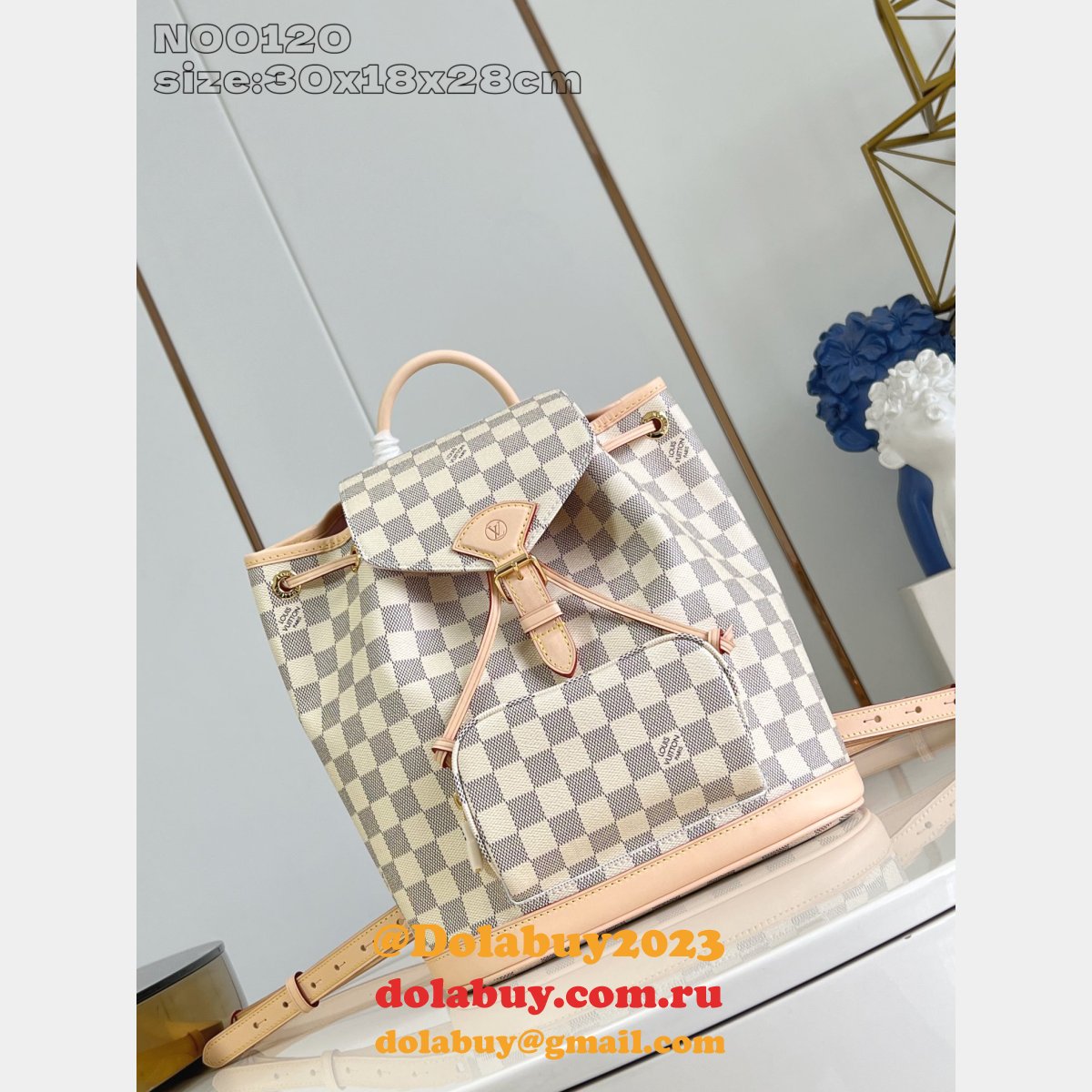 Louis Vuitton Montsouris PM Damier Azur N00120 Copy Women''s Bags