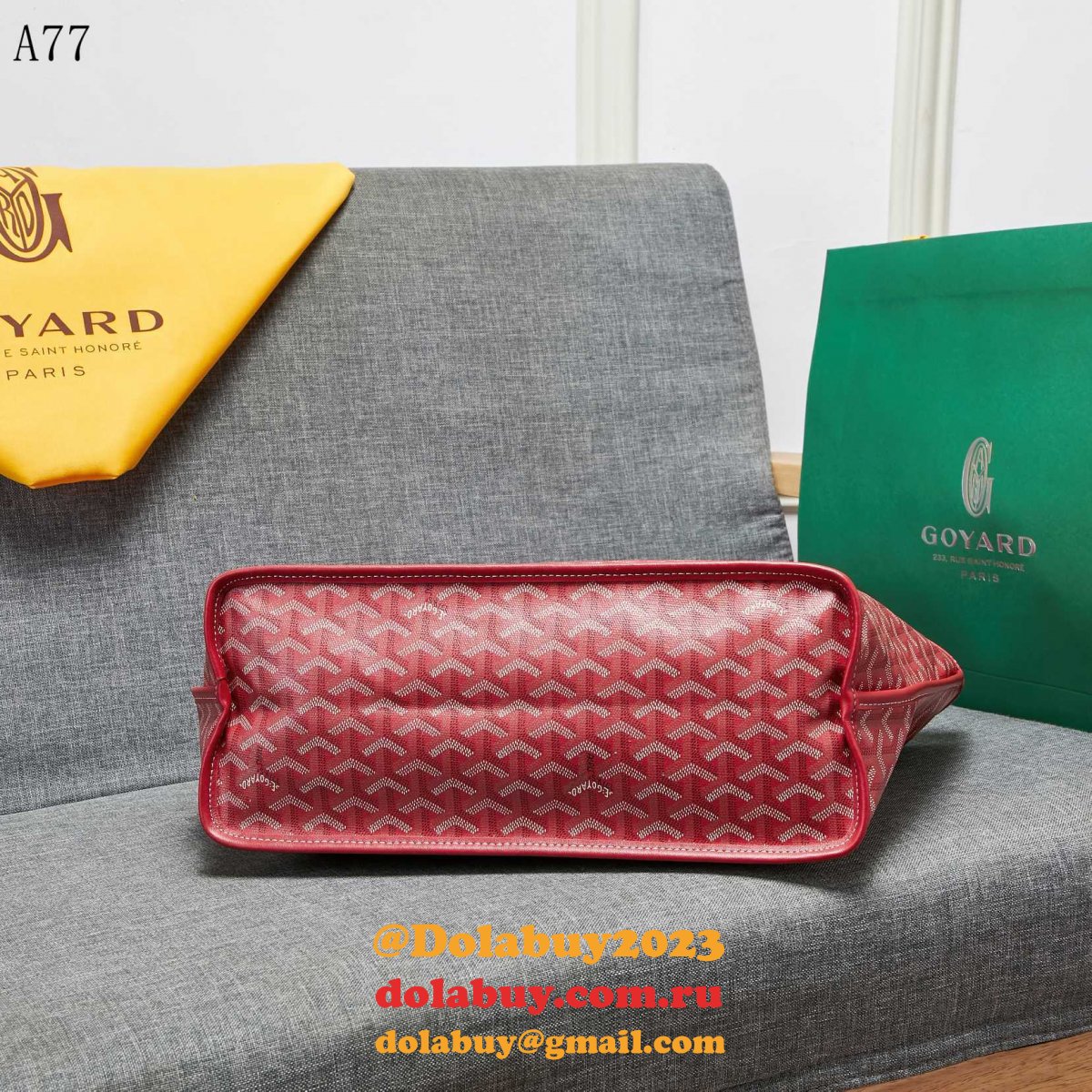 Cheap Top Quality Goyard Classic Chevron St. Louis PM Totes Red Bags