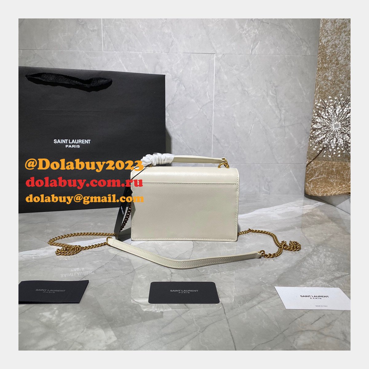 Replica YSL Sunset 19cm Pursesre Store Cream