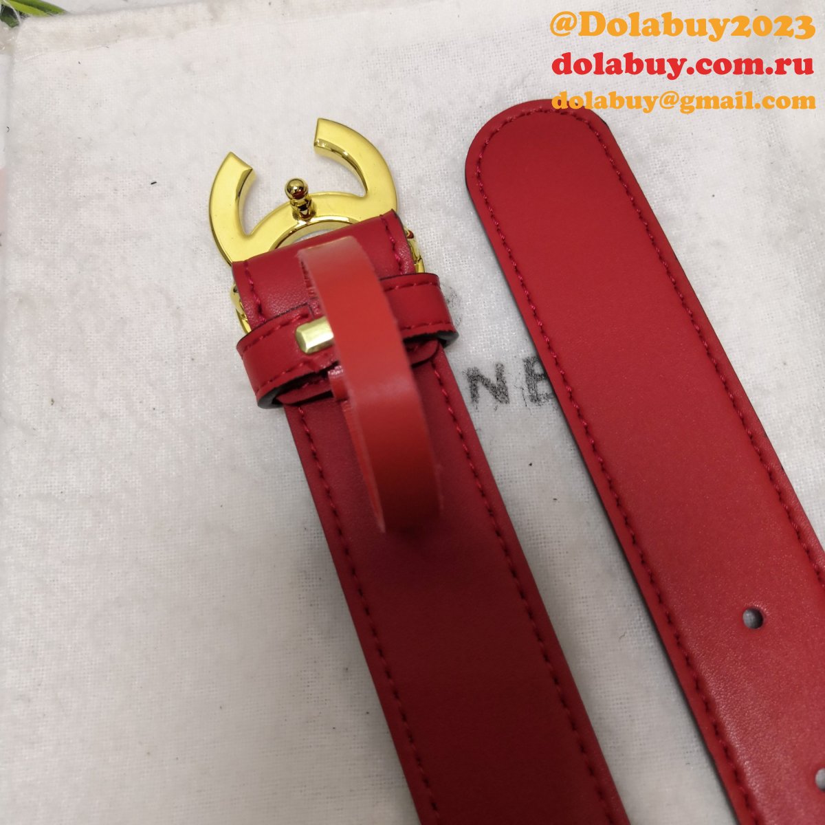 Top Quality Replica CC Double C Belt Red Width 3.0cm 1135