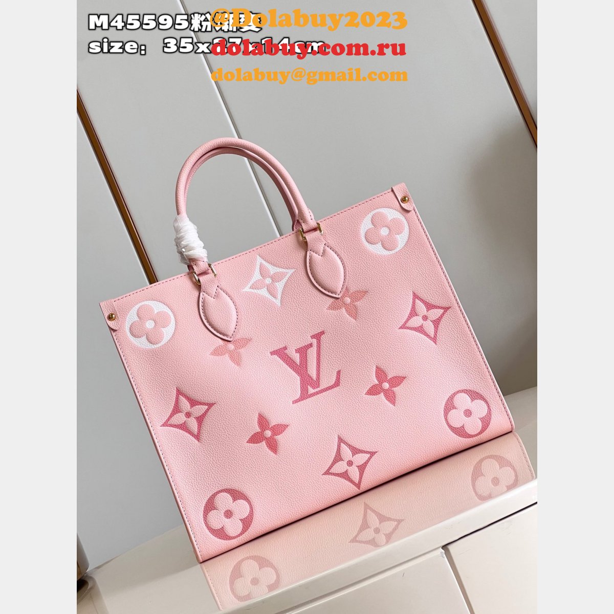 Onthego Louis Vuitton Luxury M45595 Monogram Embossed Replica Bag
