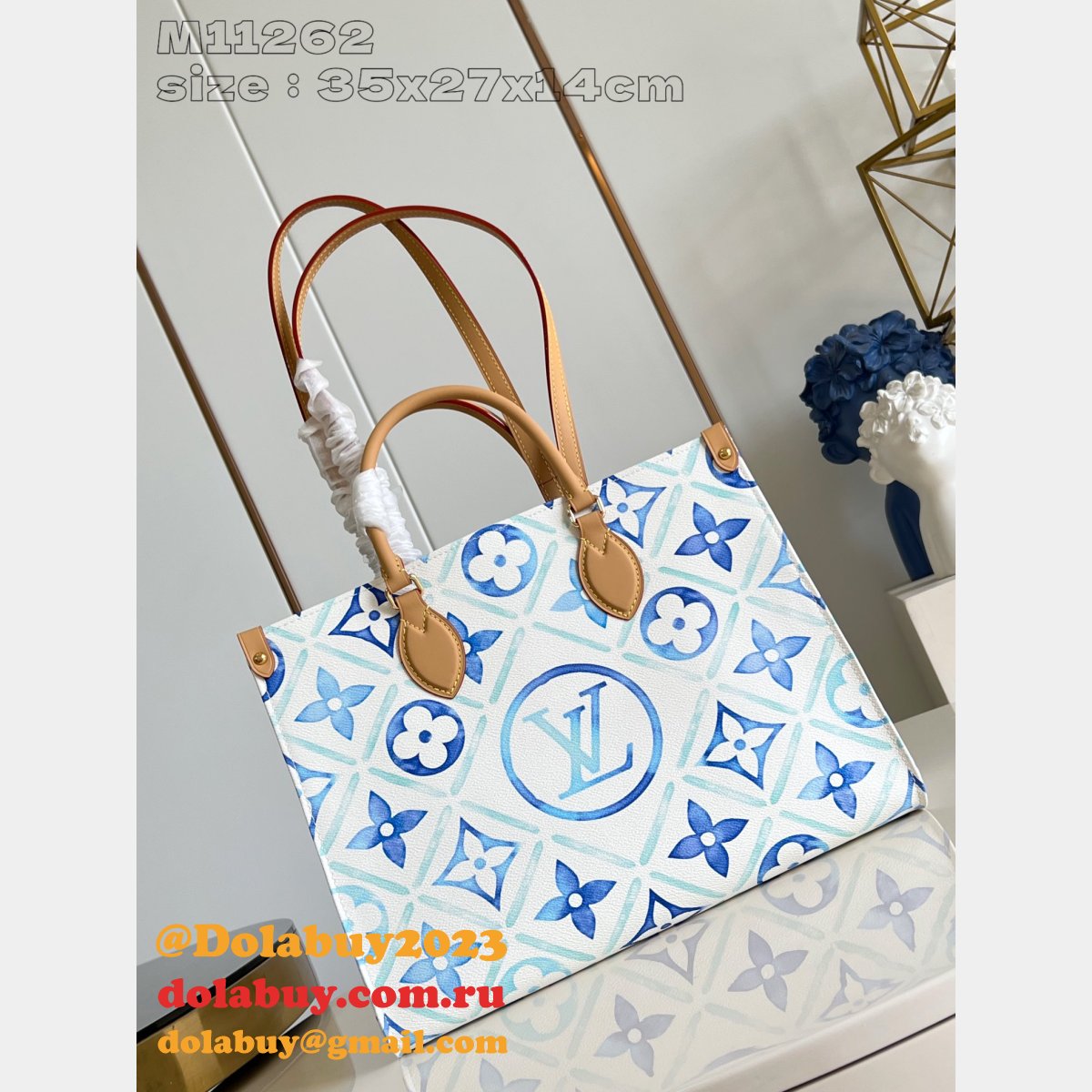 Copy Louis Vuitton 1:1 Mirror OnTheGo Lagoon Blue M11262 Bag