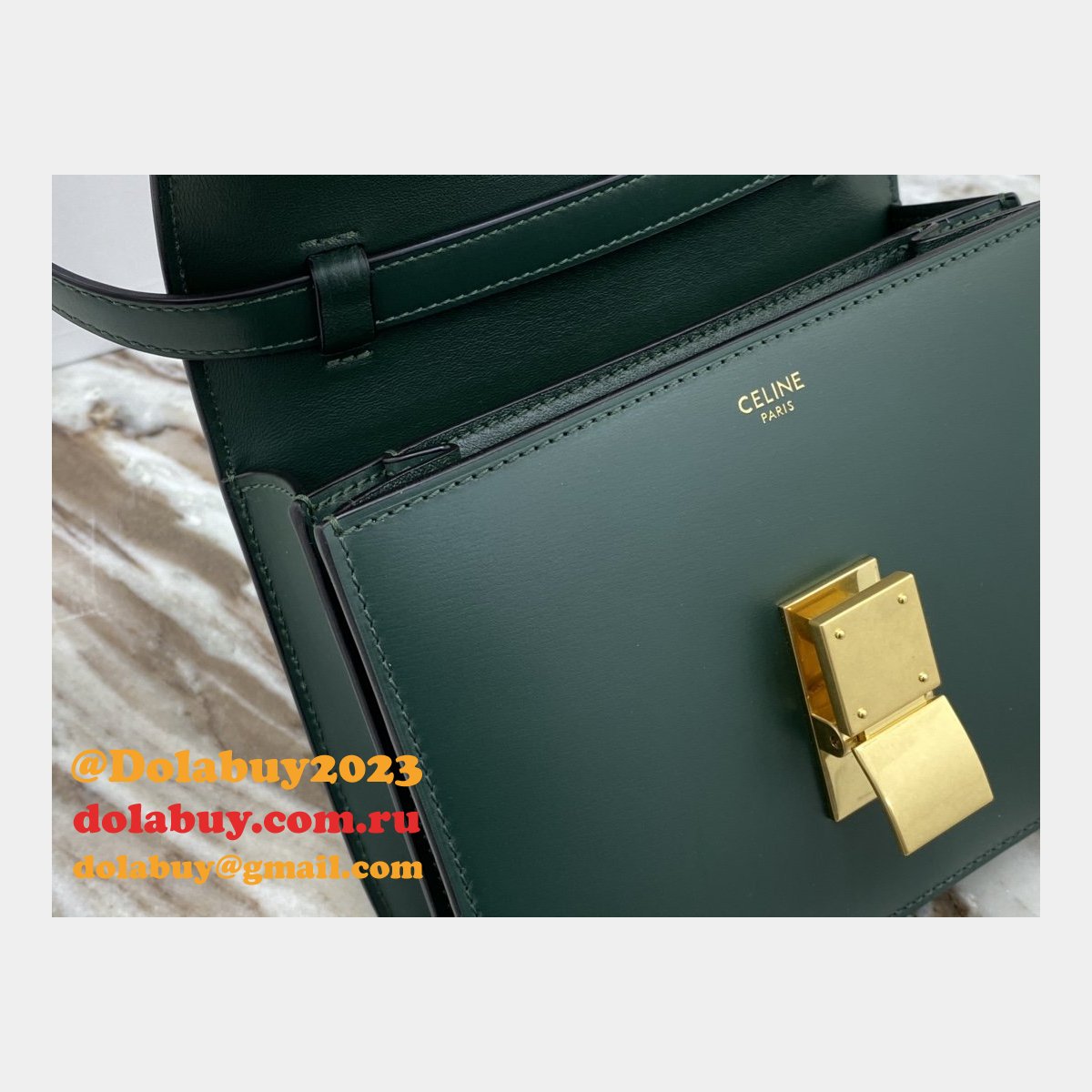 Celine Cheap Teen Classic Box ArmyGreen shoulder bag