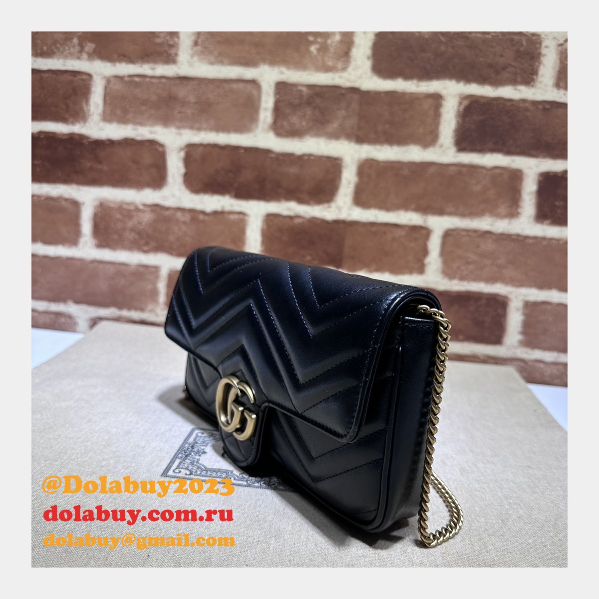 gg marmont G*u*i replica card case chain wallet 751526 bag