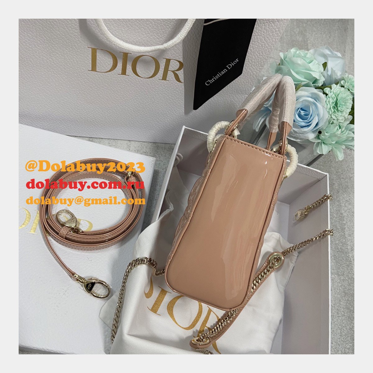 High Quality Christian Dior Lady patent leather 17CM Bag mini