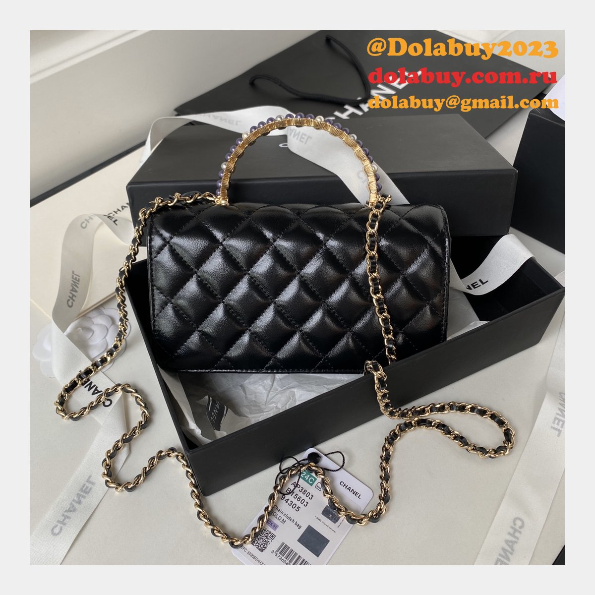 Designer Replicas AP3803 Clutches Shiny Perfect Chain Bag