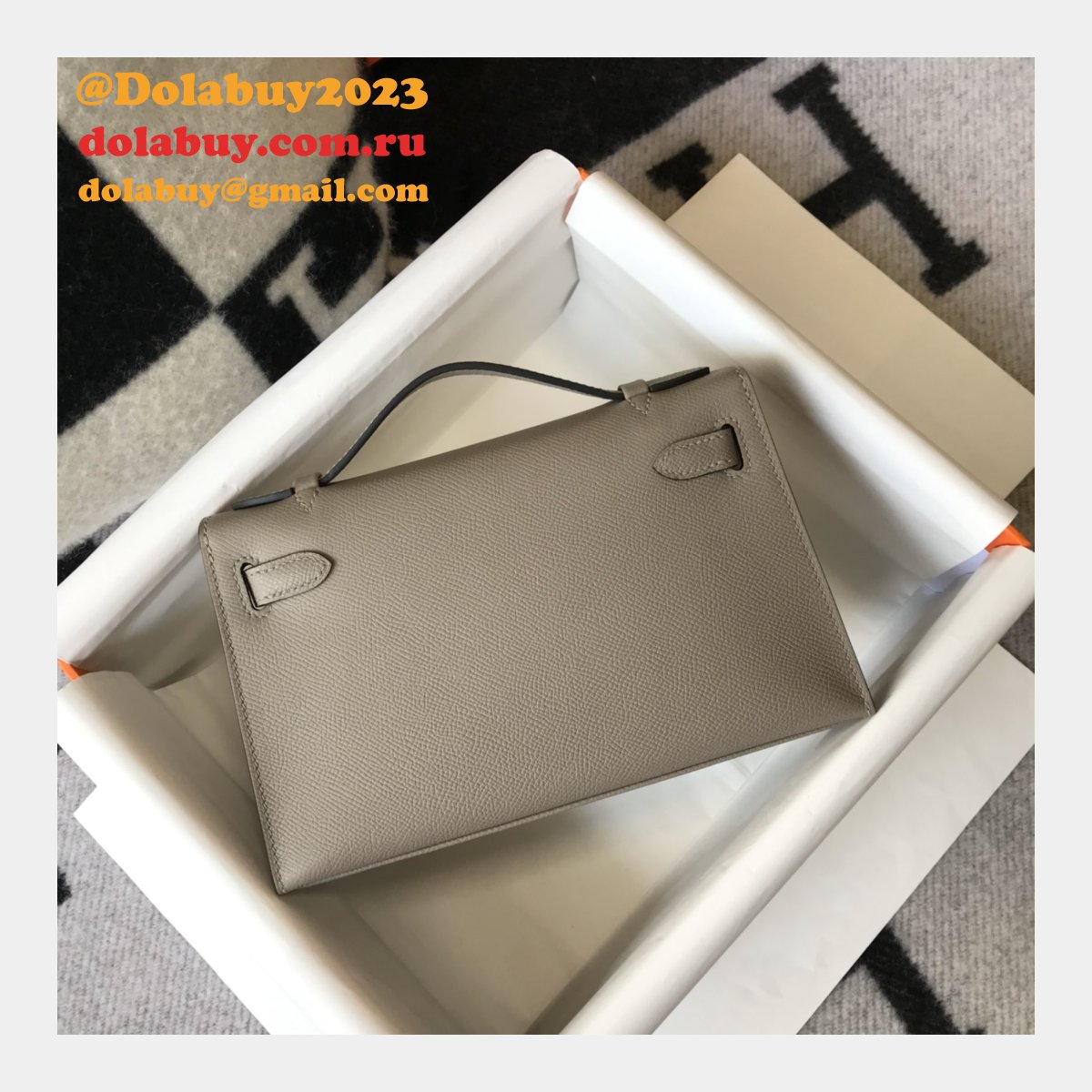 Luxury Hermes EPSOM LEATHER Mini Kelly Pouchette