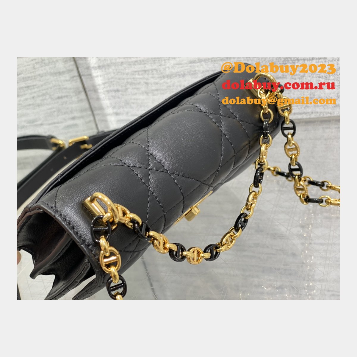 Top Quality 9277 Christian Dior 1:1 Mirror Knockoff Caro Black Bag