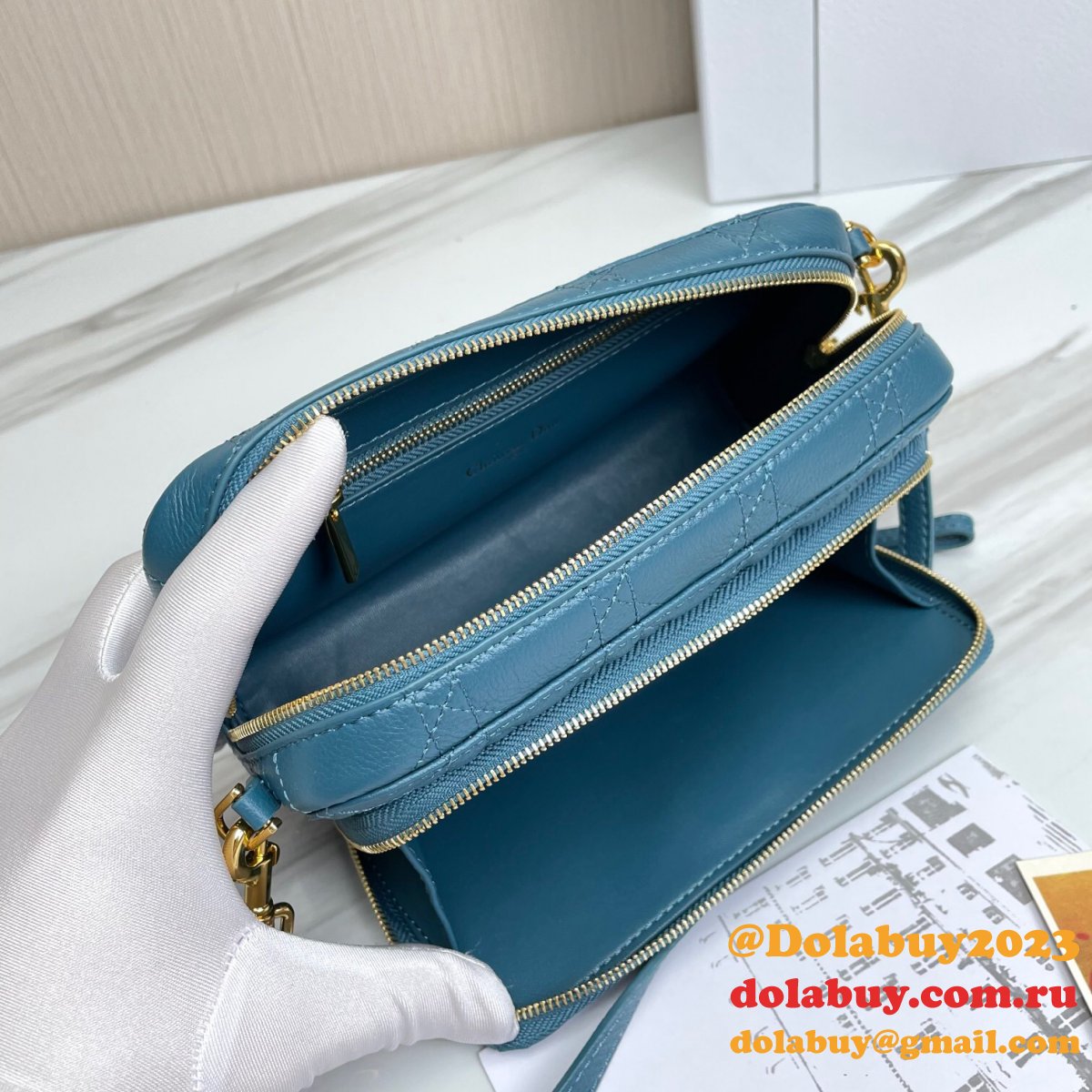 High Quality Dior Caro Bag Brown Supple Cannage Calfskin