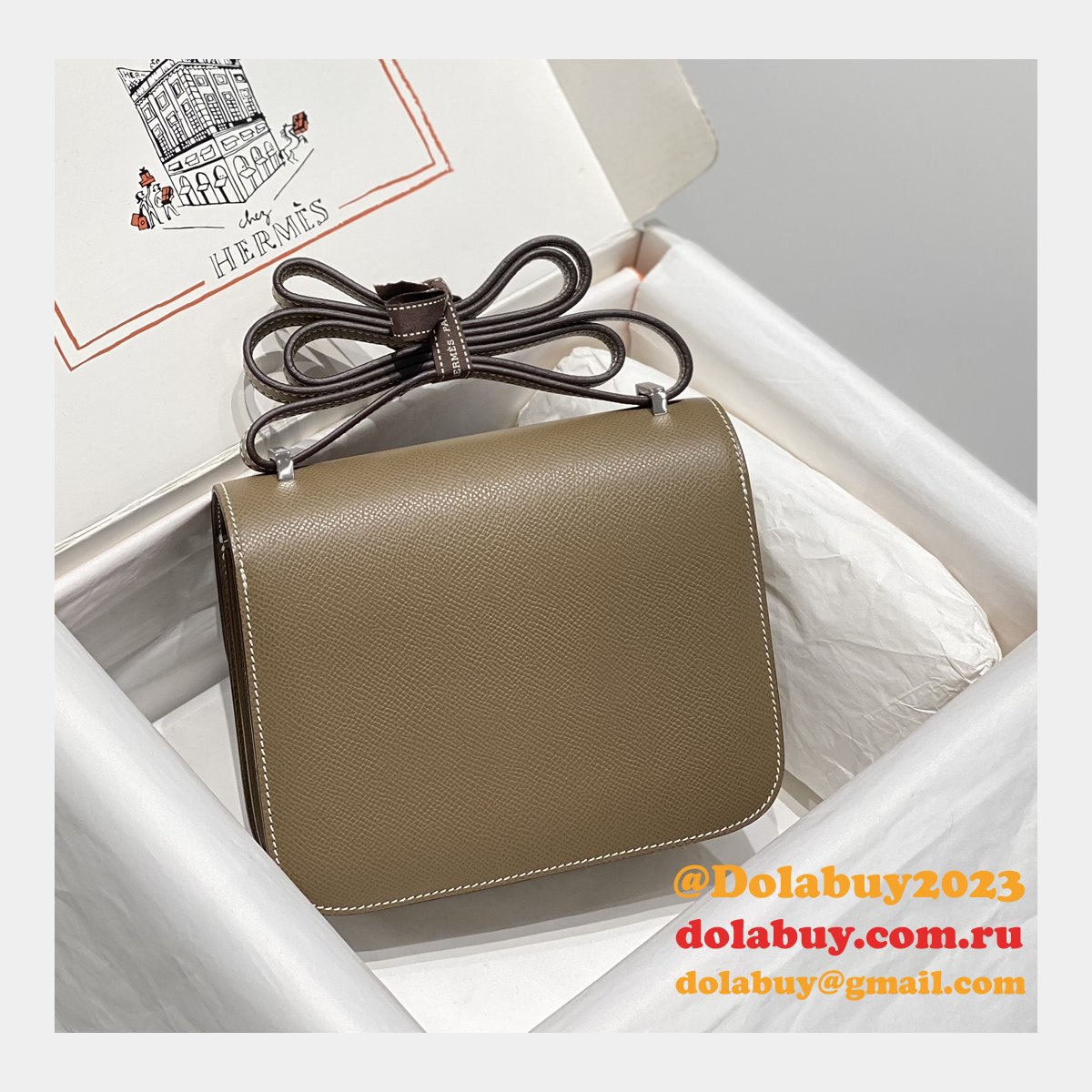 Hermes Constance Bag 18cm Epsom Leather Elephant grey