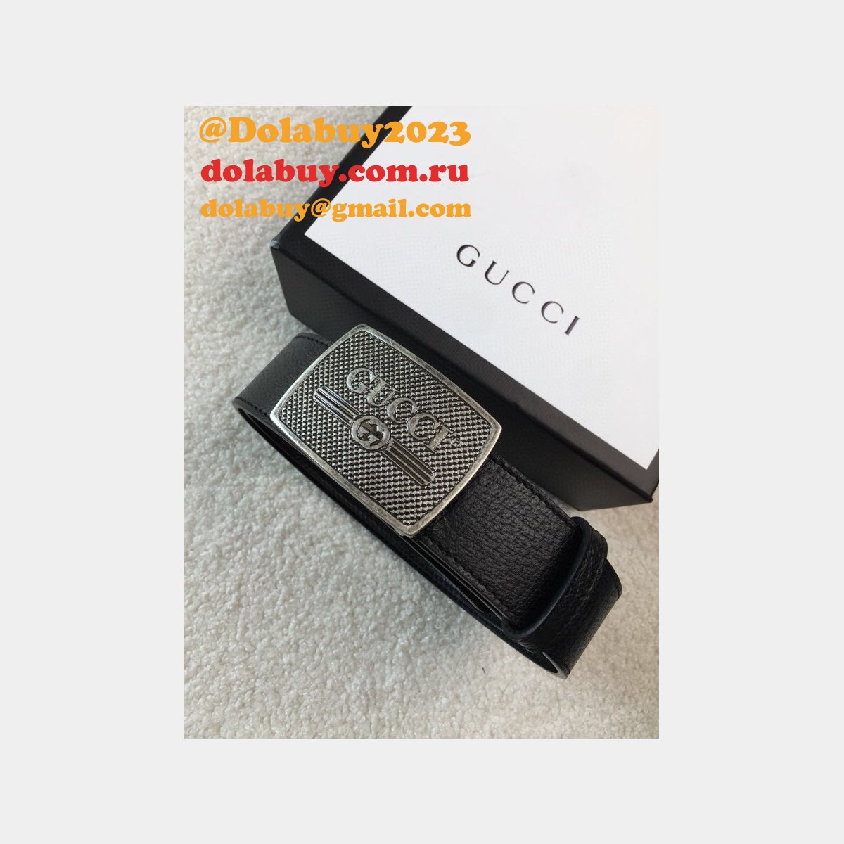knockoff G*u*i leather belt 38mm black replica