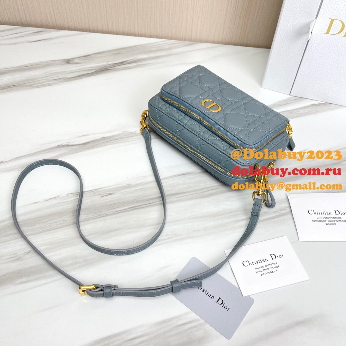 High Quality Dior Caro Bag Brown Supple Cannage Calfskin