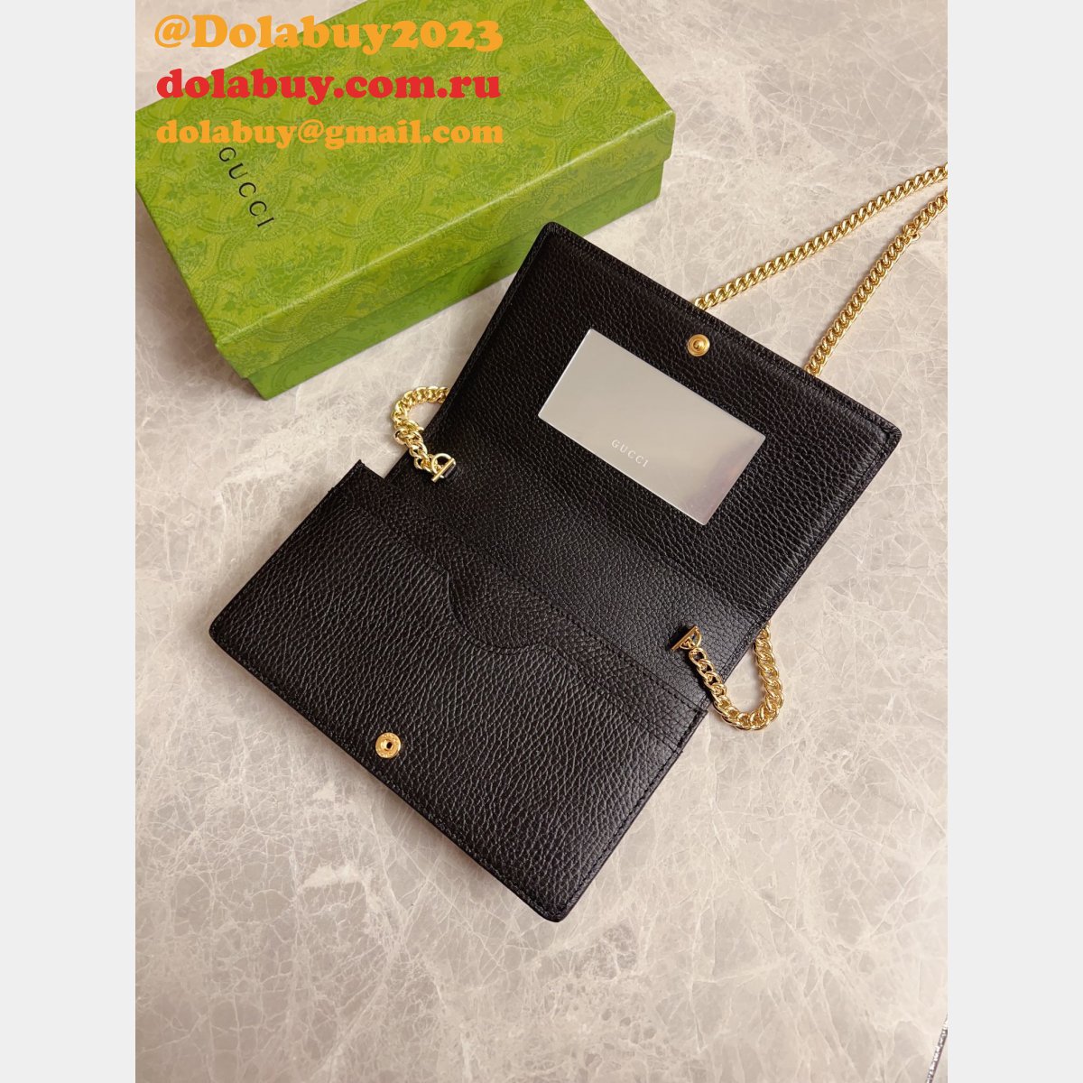 top luxury G*u*i replicas 497985 marmont leather mini chain wallets bag