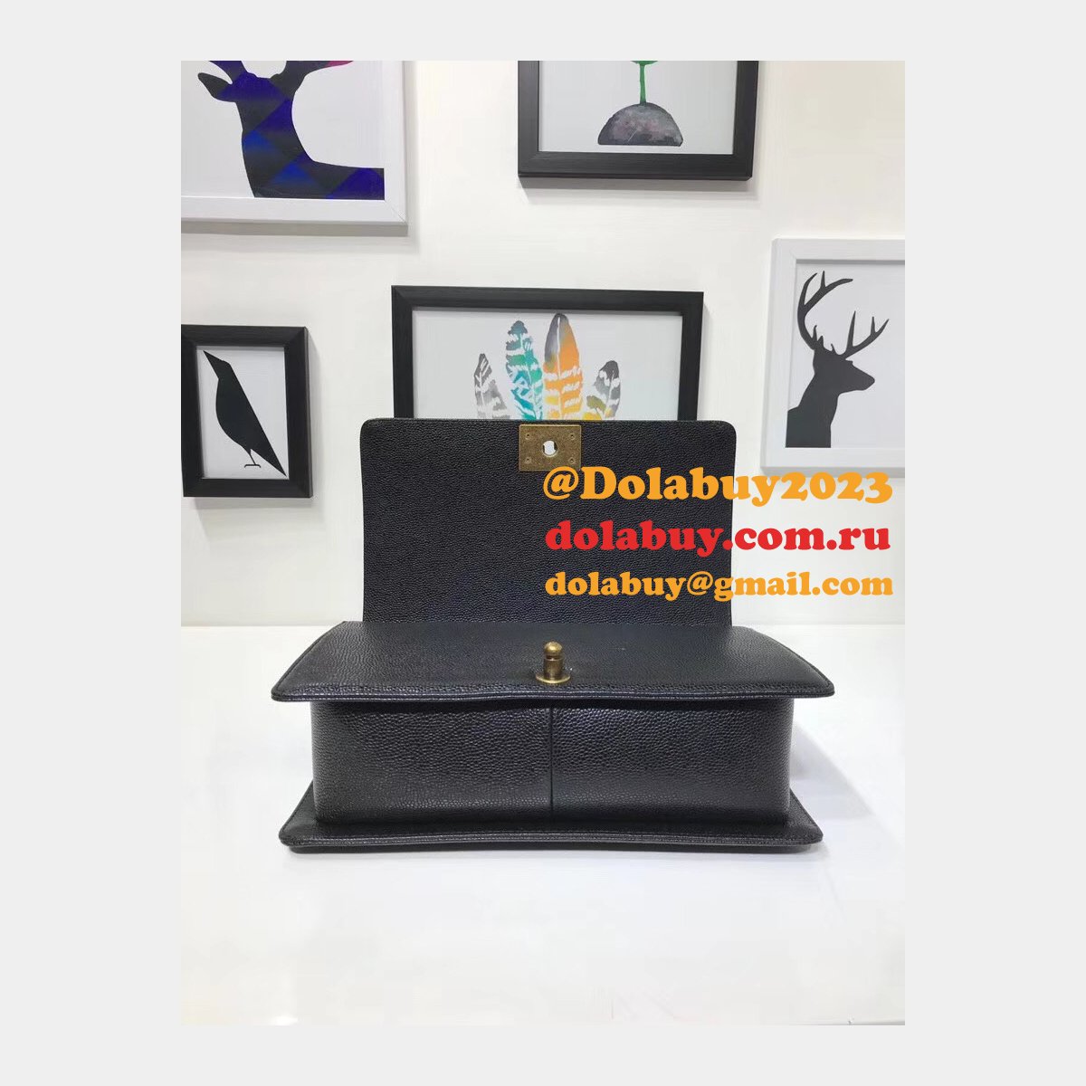 Top Quality CC Le Boy Cheap Mall Black Bags Caviar 28cm