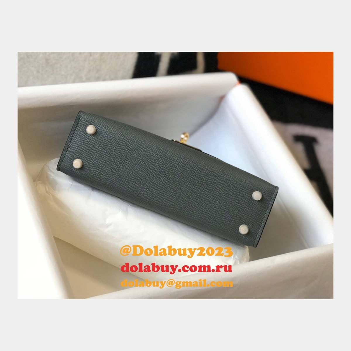 Hermes Replica Mini Kelly Epsom leather ArmyGreen Bags