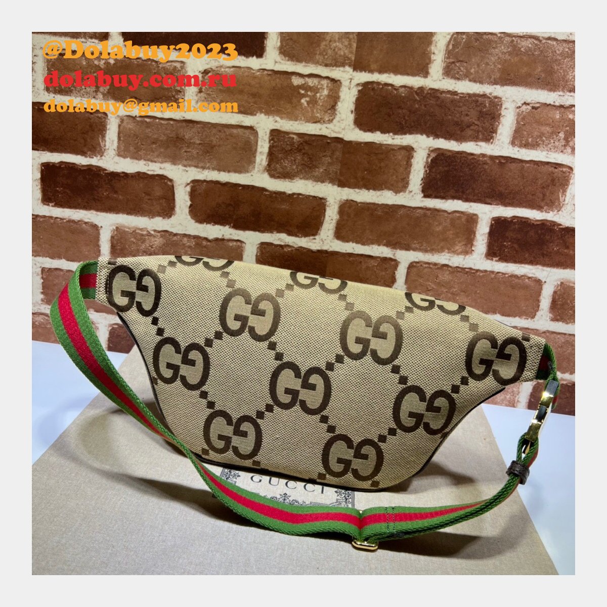 G*u*i fake 696031 jumbo gg belt bag in camel and ebony gg canvas