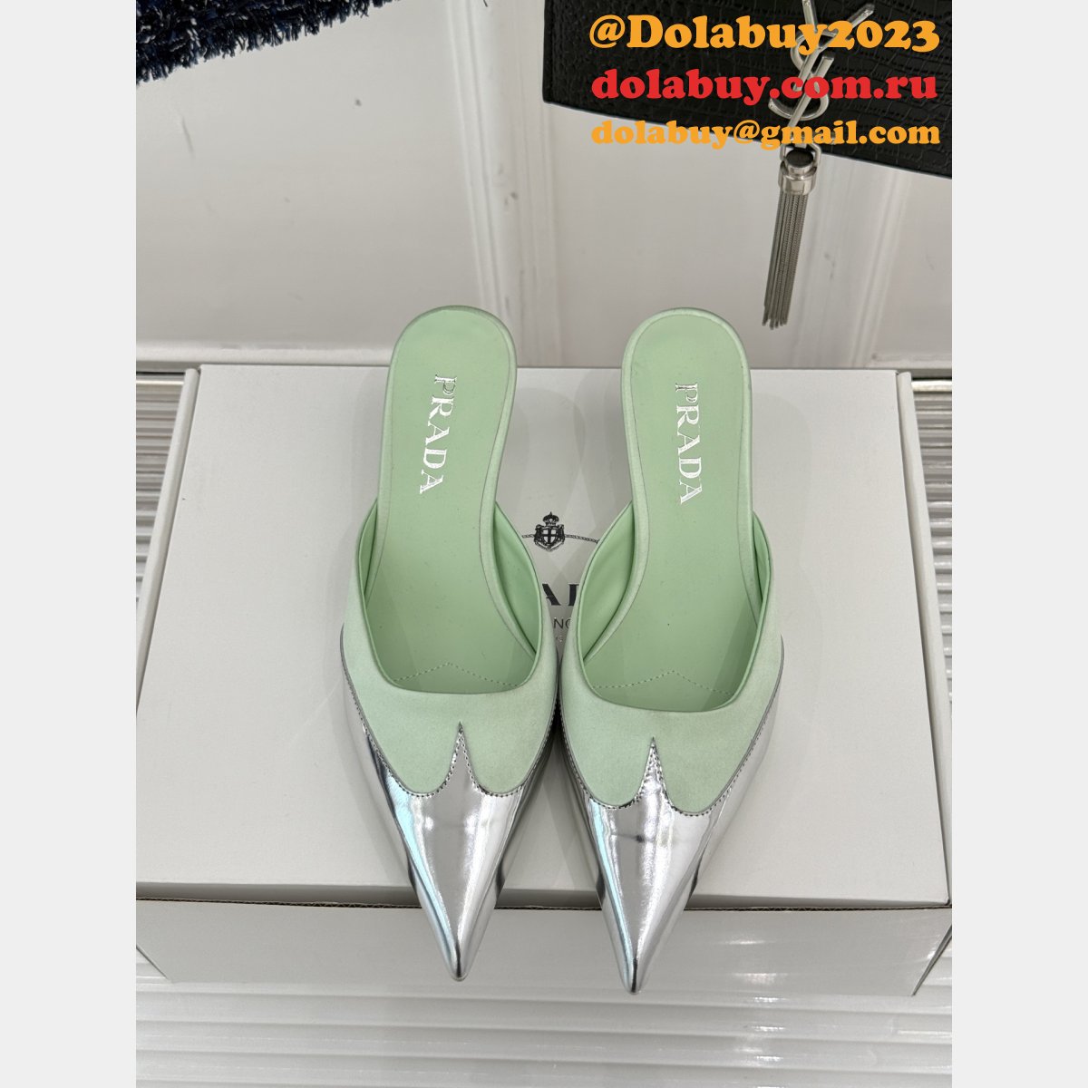 Designer Prada Satin Mules FROM THE RUNWAY