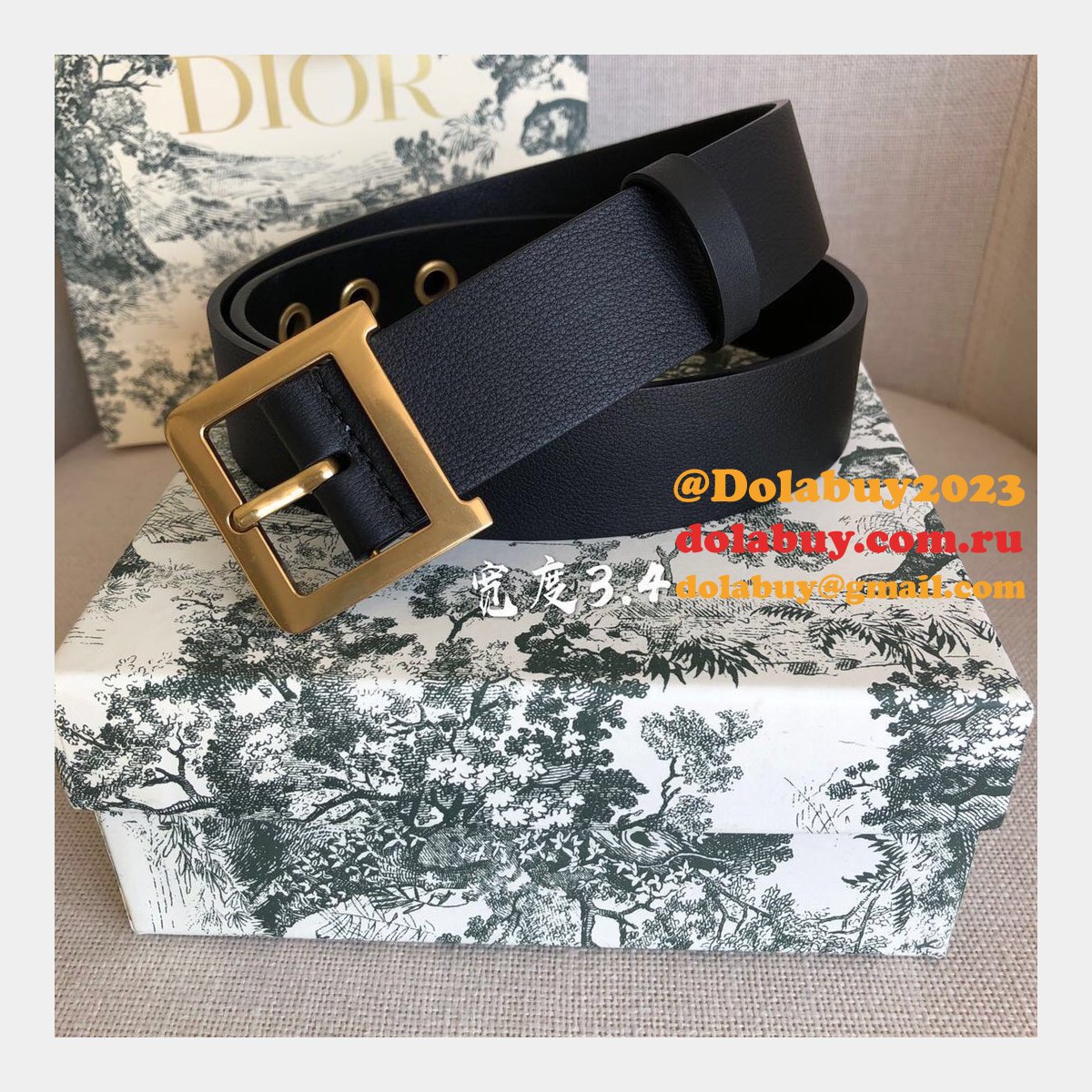Christian Louboutin Replica 3.4cm Black Spiked Leather Belts