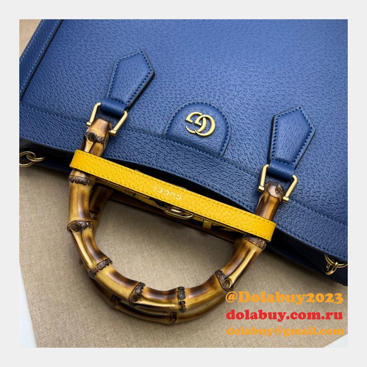 cheap G*u*i diana tote bag 678842 blue/black leather from china