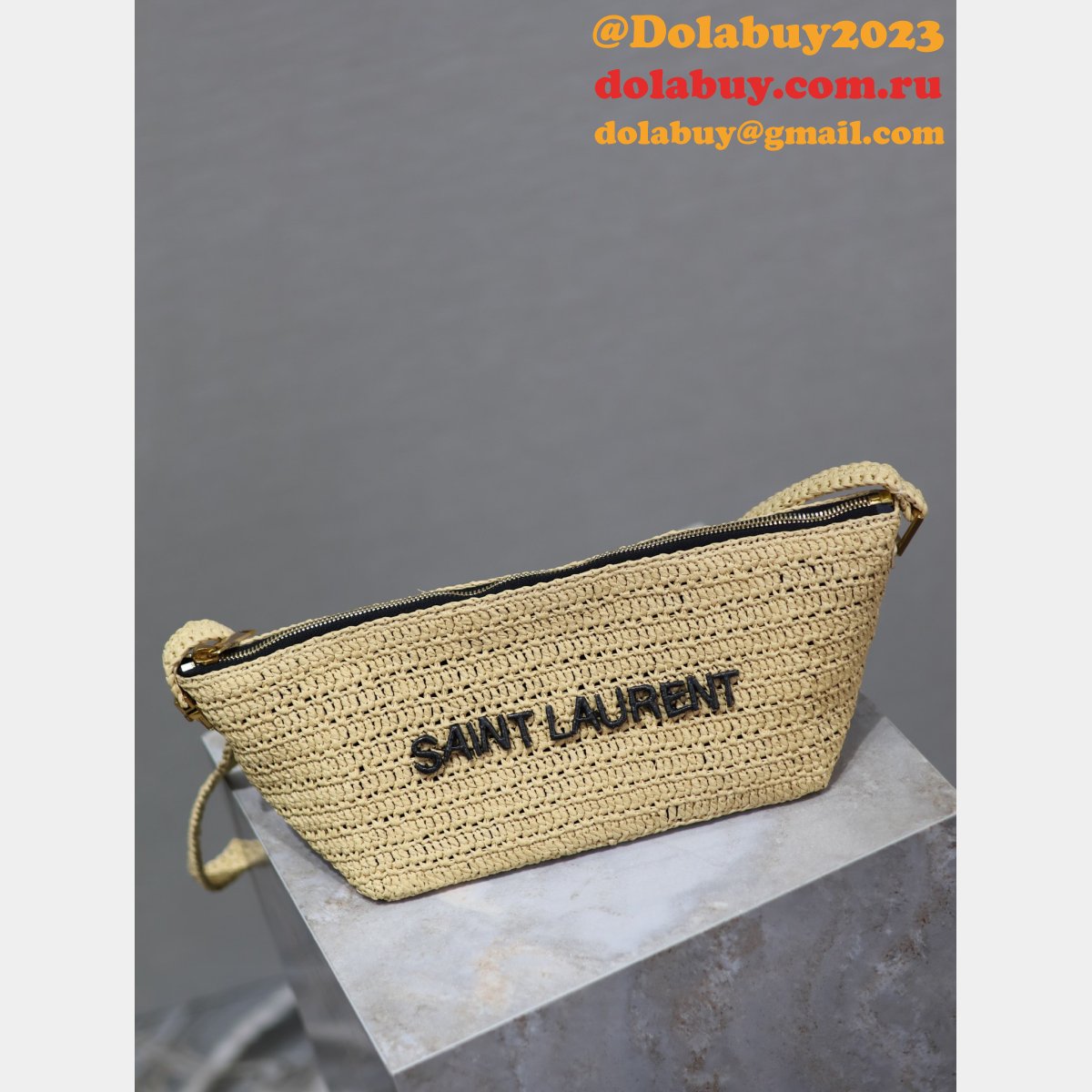 Top Quality SAINT LAURENT Raffia woven Crossbody bag 667490