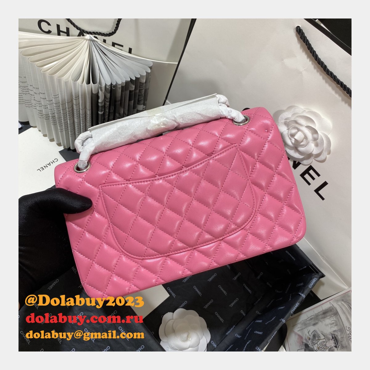 Top Quality Replica Lambskin CF1112 Bags 25CM PINK