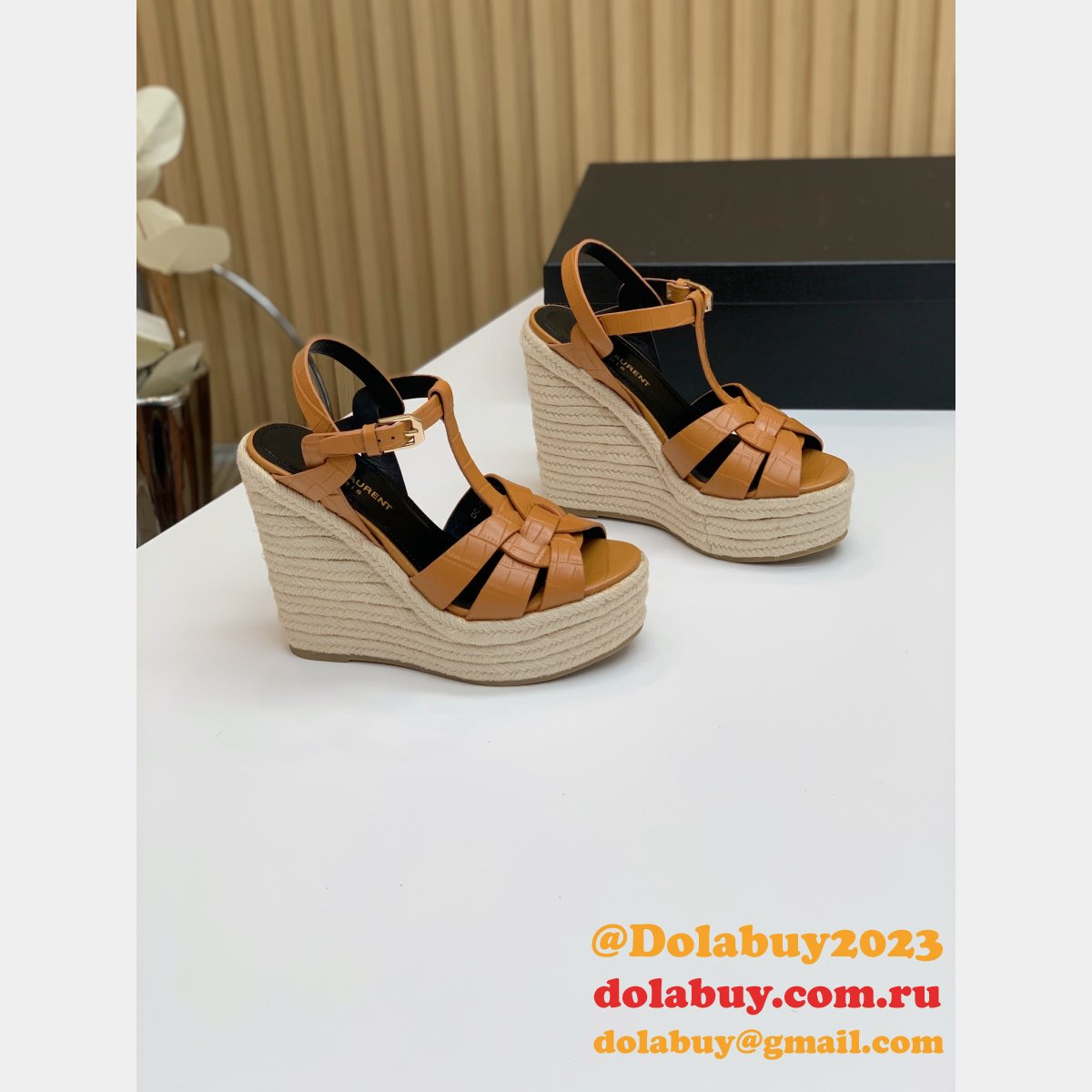 Saint Laurent Replica Espadrille Platform Wedge Sandals Heel Shoes