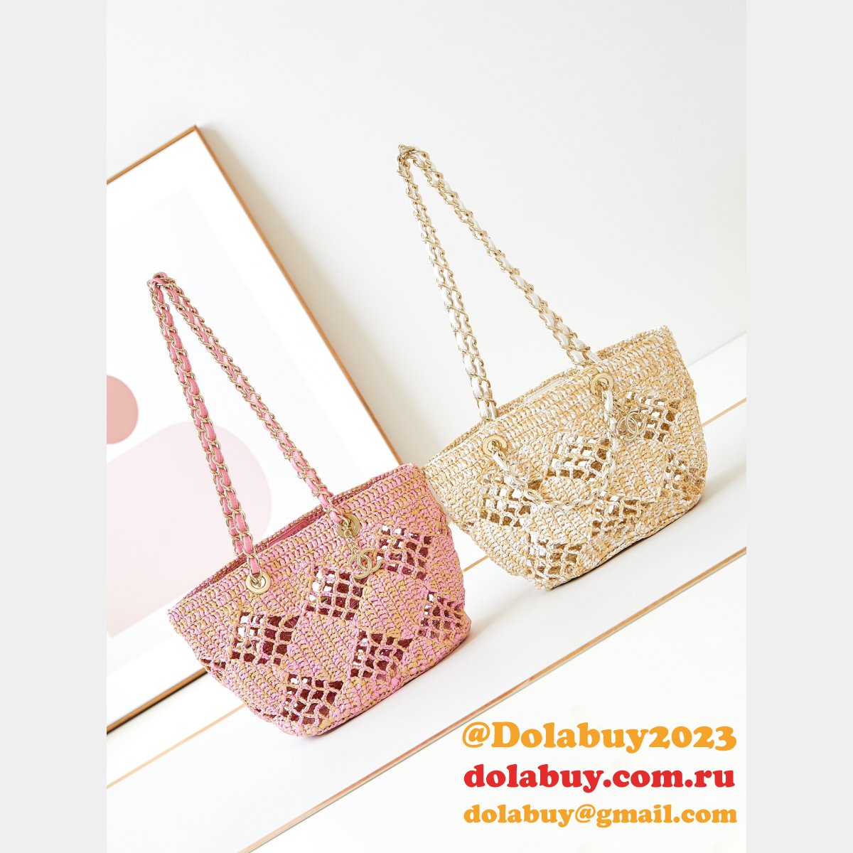 Where Can I Buy Replica Shopping Raffia Effect Braided AS4714 Bag