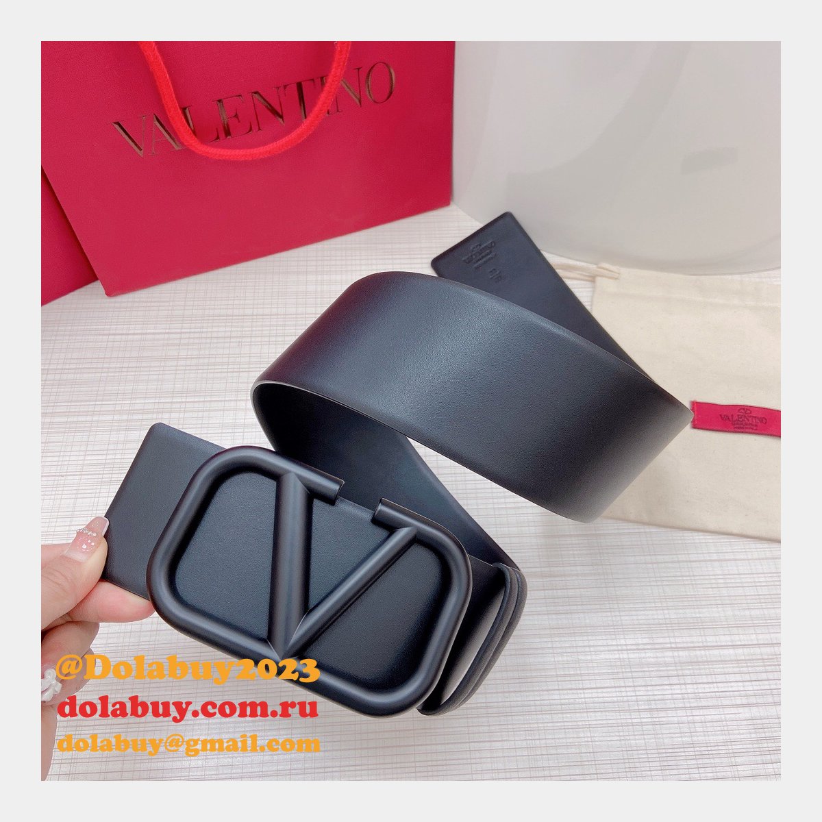 Wholesale Replica Valentino Black/Red Belts