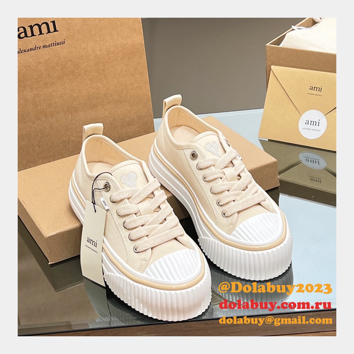 Ami Paris High Quality Platform Tpu Canvas Replica Shoes