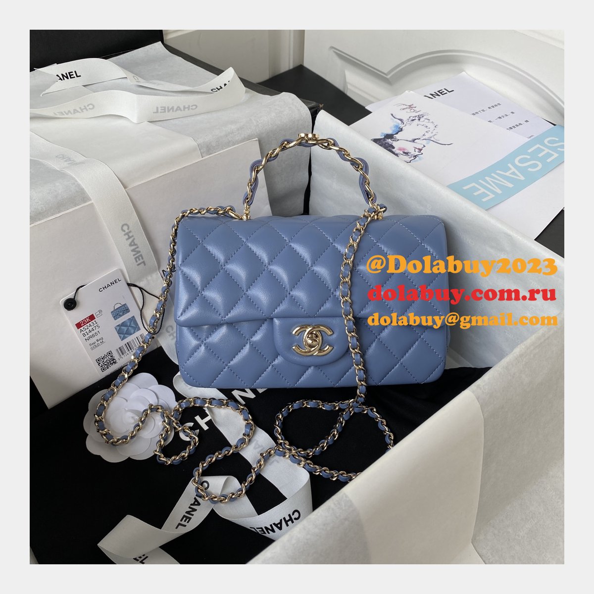 Duplicate AS2431 Flap Top Handle High Quality Replicas Bag