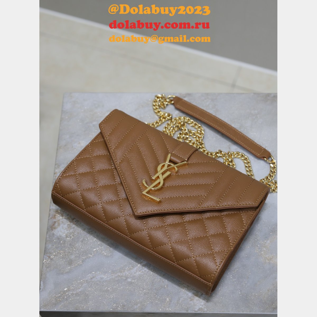 Top Quality Yves Saint Laurent Caviar Leather Envelope Bag