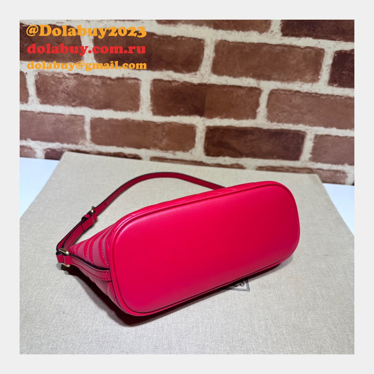 G*u*i 1:1 mirror gg marmont 739166 shoulder red fake bag