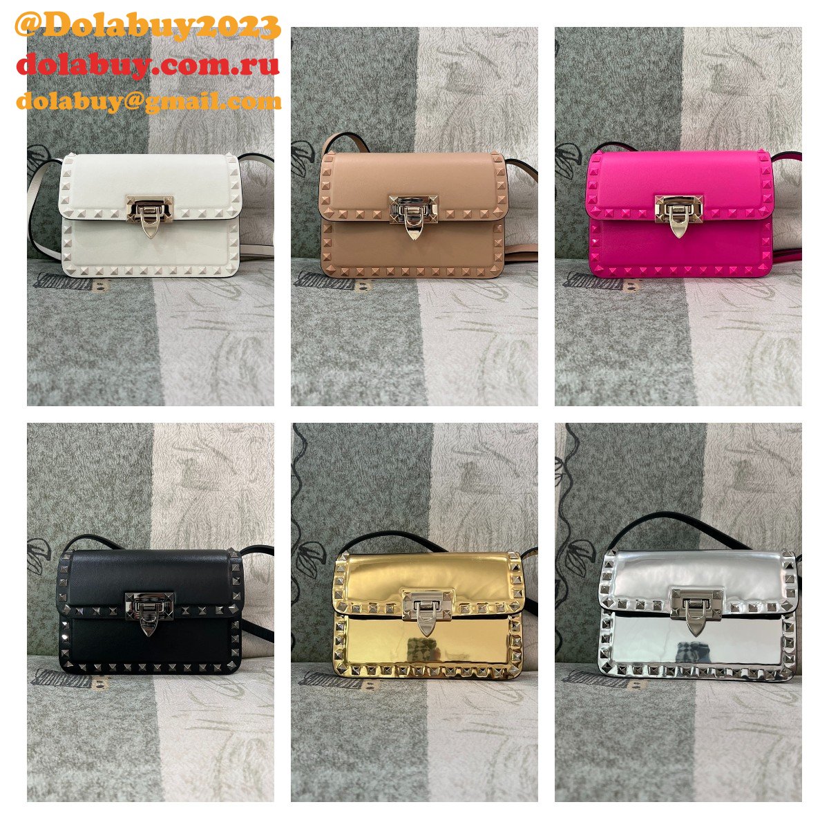 Cheap Fake Valentino Garavani Rockstud Calf Small Bag