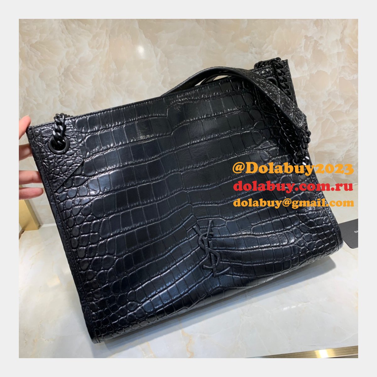 Replica YSL Saint Laurent Large Niki Shopping Bag Black Vintage