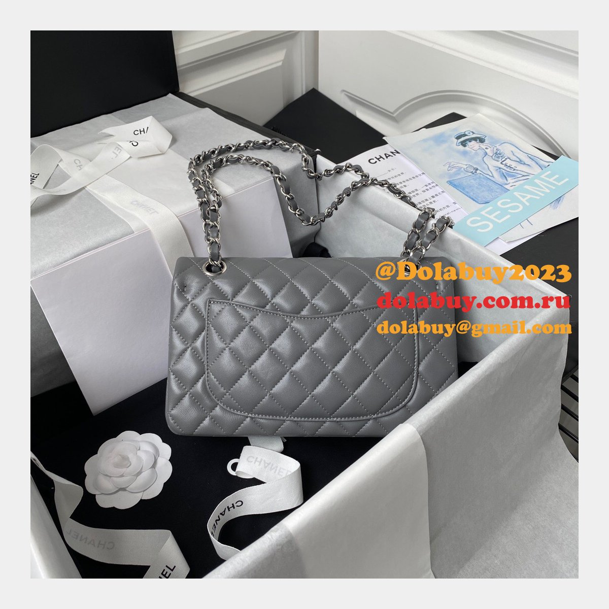 High Quality Replica Lambskin Classic Flap CF 23cm Bag